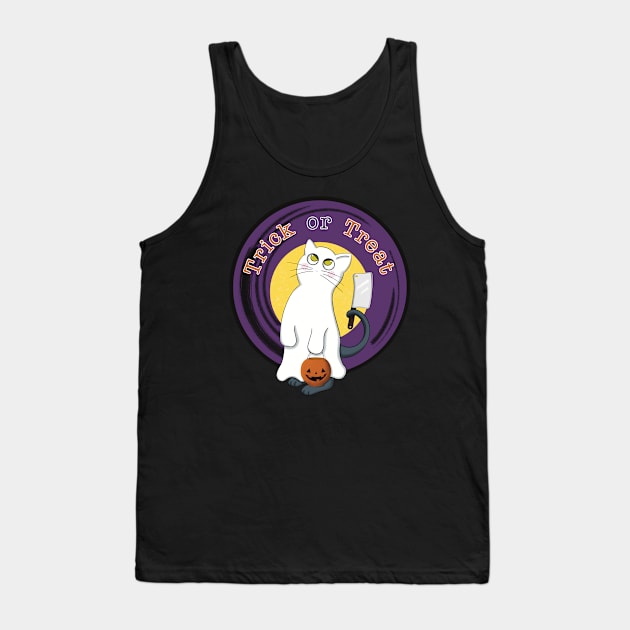 Halloween Ghost Cat - No Tricks! Tank Top by Creasorz